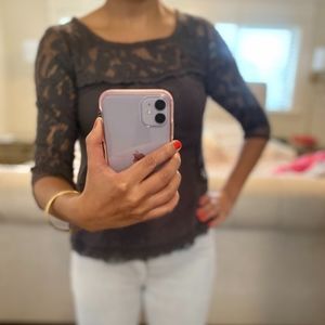 Gray net style blouse from Anthro